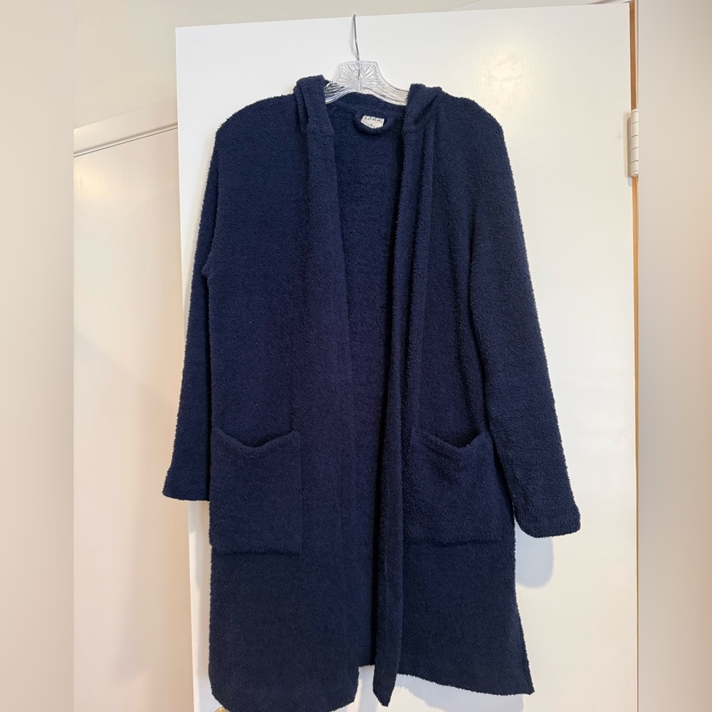 Soma Blue Knit Hooded Robe with pockets